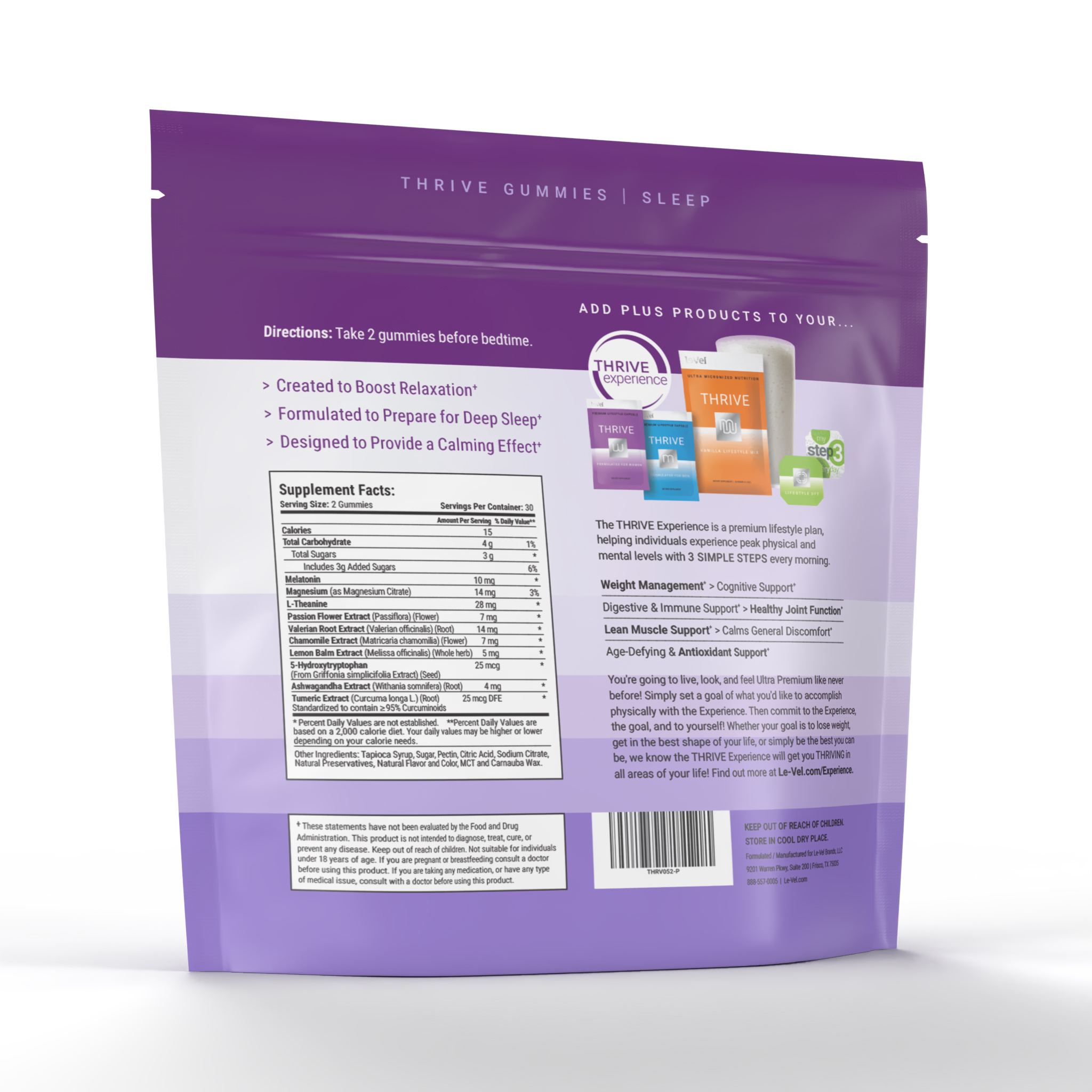 See zoomed view of THRIVE PLUS GUMMIES Sleep Pouch Back